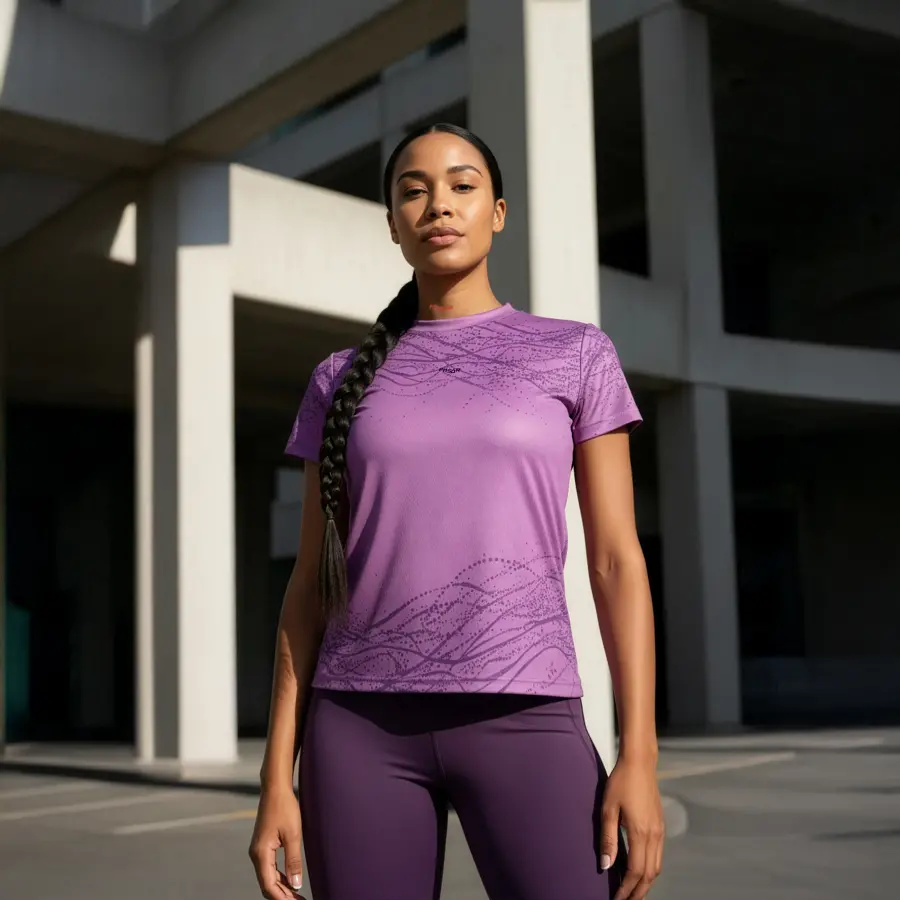 DynamicFlow Kadın Spor Tişörtü - Lavender Motion